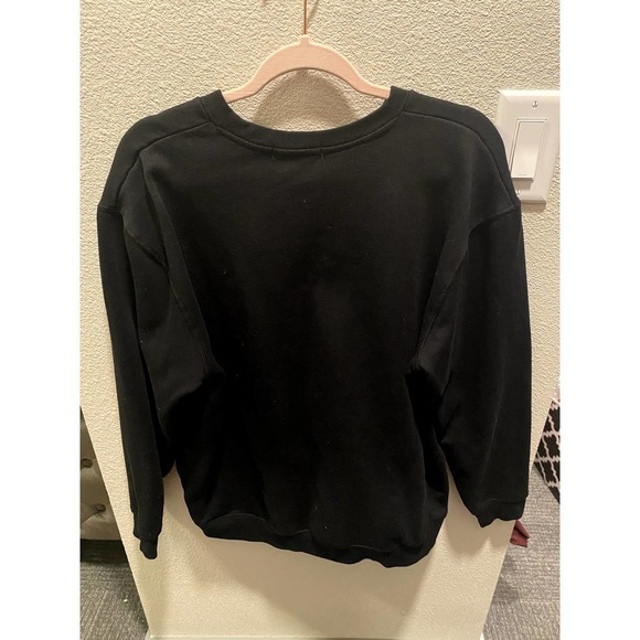 Smiley Face Fleece Crewneck Sweater in Black - Picture 3 of 5